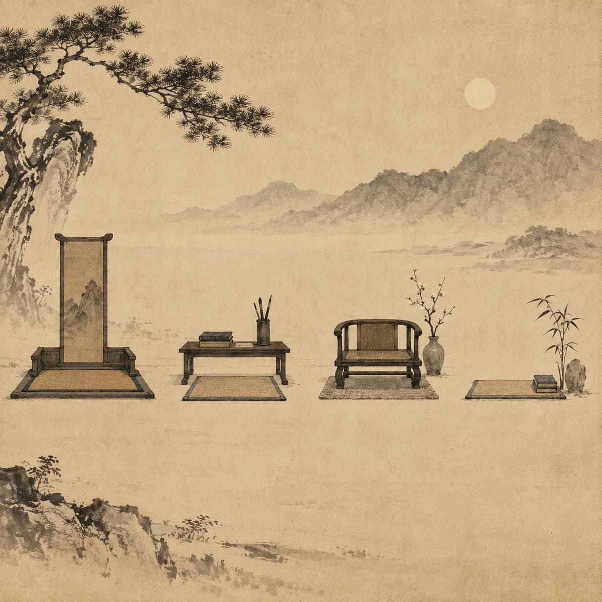 Four quiet name-places in order — prince, minister, father, son held each in place