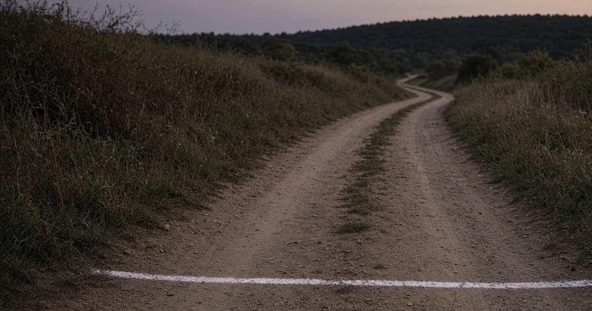 A chalk line drawn across a dirt path at dusk — ability paused at a self-set limit