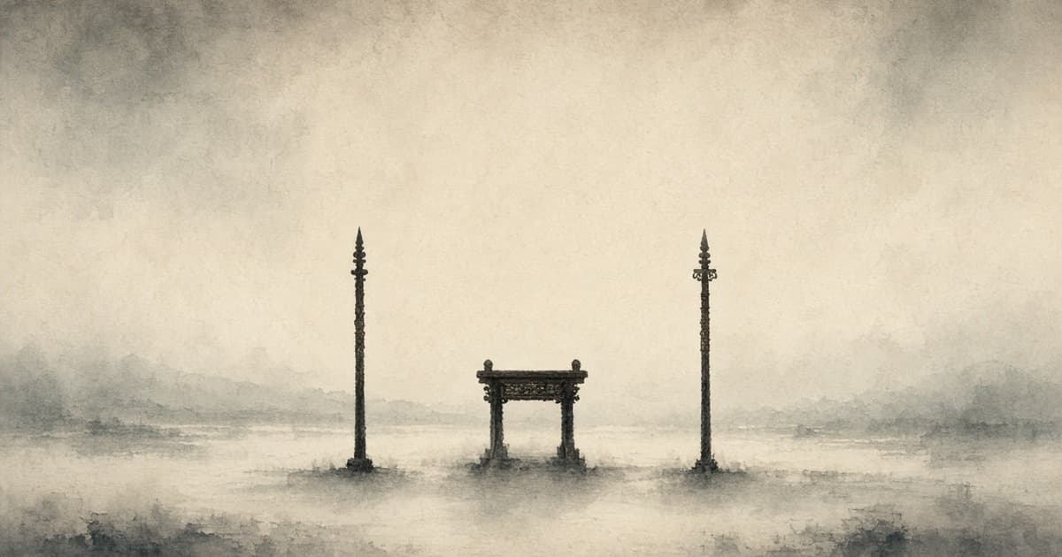 Three quiet markers under open sky — Yao, Shun, and Yu as the Analects’ measure of rule
