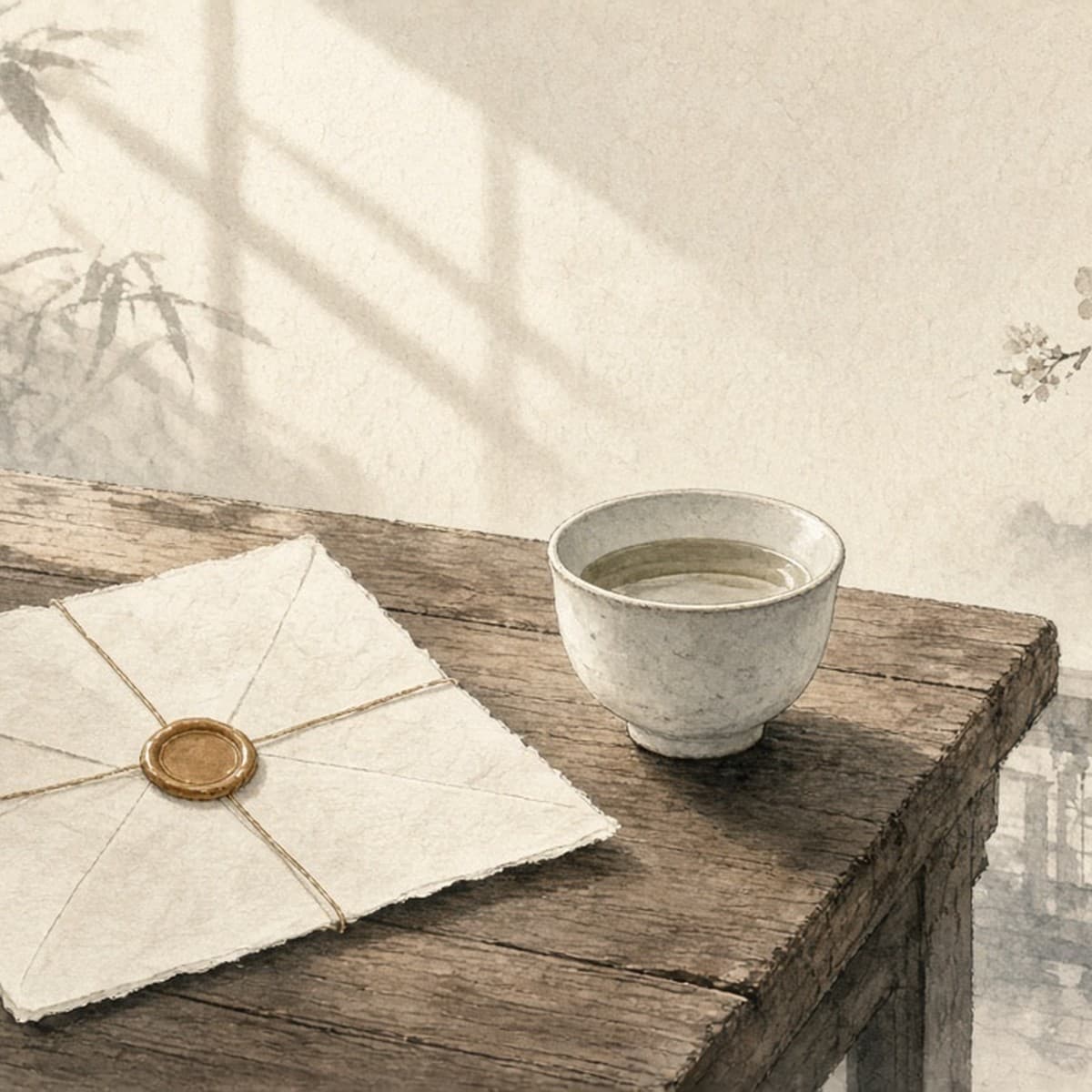 素净书案上的信函与素杯——贤贤易色,事亲事君,交友有信